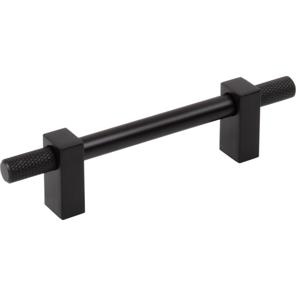 96 mm Center-to-Center Matte Black Larkin 4 Knurled Ends Cabinet Bar Pull