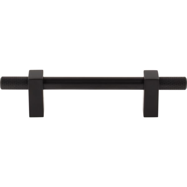 96 mm Center-to-Center Matte Black Larkin 4 Knurled Ends Cabinet Bar Pull - Image 3
