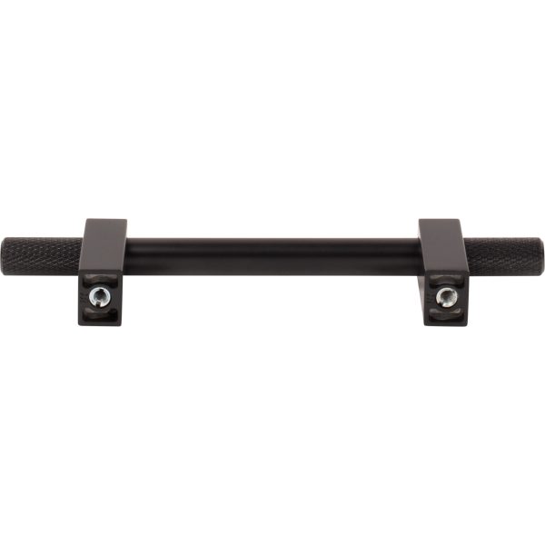 96 mm Center-to-Center Matte Black Larkin 4 Knurled Ends Cabinet Bar Pull - Image 5