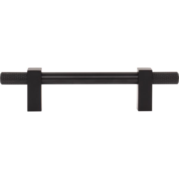 96 mm Center-to-Center Matte Black Larkin 4 Knurled Ends Cabinet Bar Pull - Image 6