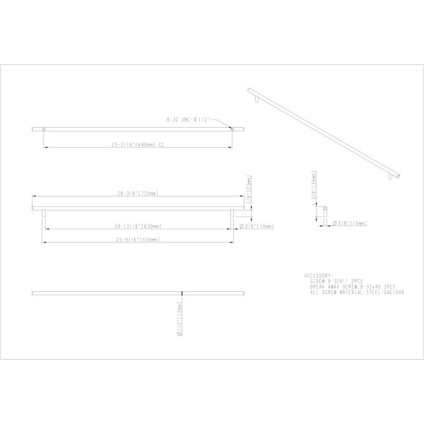 640 mm Center-to-Center Satin Nickel Naples Cabinet Bar Pull - Image 4