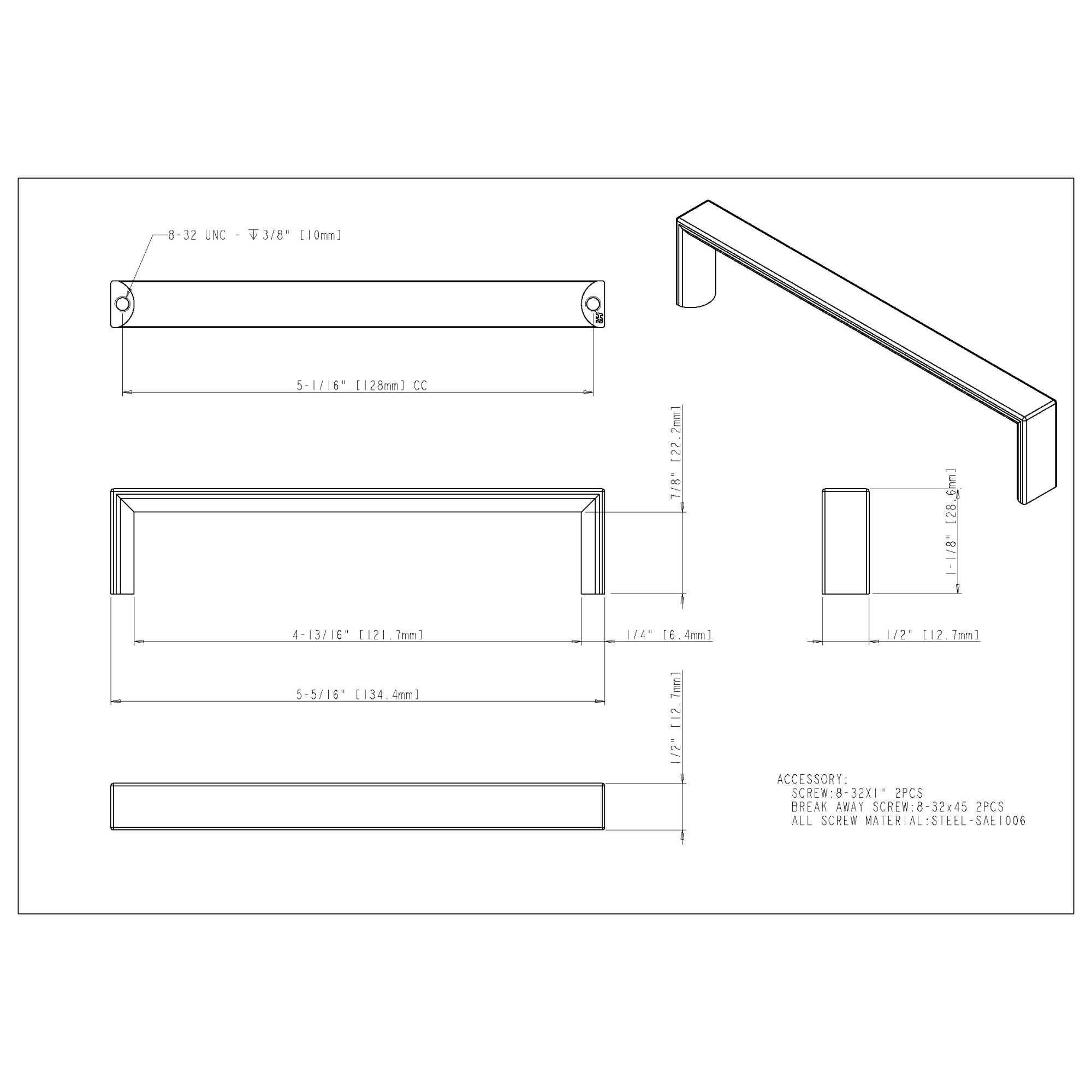 Walker 2 Cabinet Pull in Satin Nickel