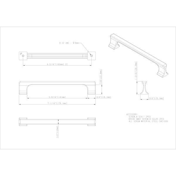 160 mm Center-to-Center Satin Nickel Sullivan Cabinet Pull - Image 5