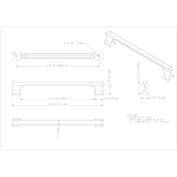 192 mm Center-to-Center Polished Chrome Sullivan Cabinet Pull - Image 5