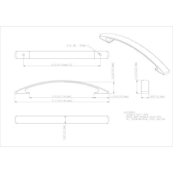 160 mm Center-to-Center Satin Nickel Arched Strickland Cabinet Pull - Image 5