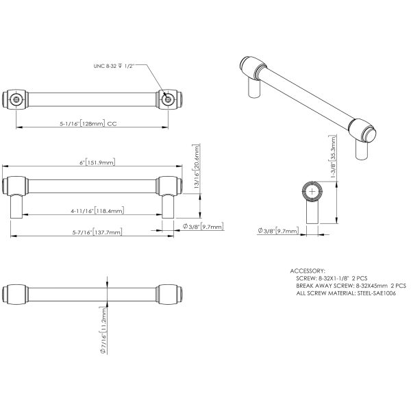 128 mm Center-to-Center Polished Chrome Carmen Cabinet Bar Pull - Image 4
