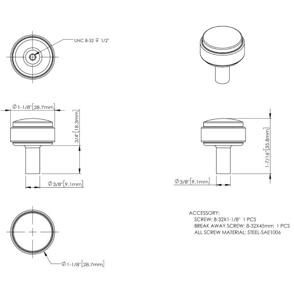 1-1/8" Diameter Polished Chrome Carmen Cabinet Knob - Image 3