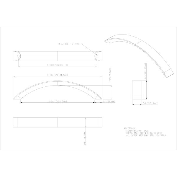 128 mm Center-to-Center Polished Chrome Arched Belfast Cabinet Pull - Image 5