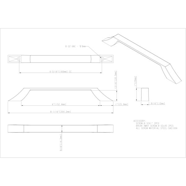 160 mm Center-to-Center Brushed Pewter Square Royce Cabinet Pull - Image 4