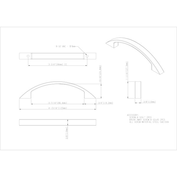 96 mm Center-to-Center Polished Chrome Arched Somerset Cabinet Pull - Image 4