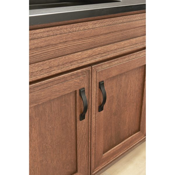 128 mm Center-to-Center Matte Black Strap Mirada Cabinet Pull - Image 4