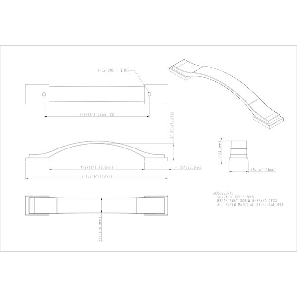 128 mm Center-to-Center Polished Chrome Strap Mirada Cabinet Pull - Image 4