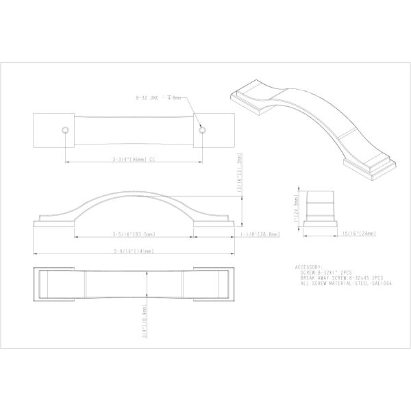 224 mm Center-to-Center Polished Chrome Audrey Cabinet Pull - Image 4