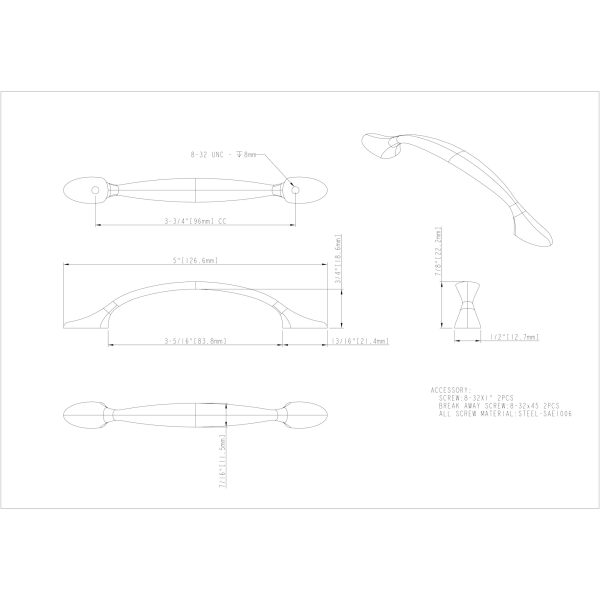 96 mm Center-to-Center Satin Bronze Arched Somerset Cabinet Pull - Image 5