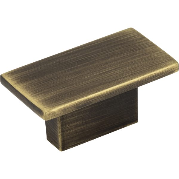 1-9/16" Overall Length Antique Brushed Satin Brass Rectangle Mirada Cabinet Knob
