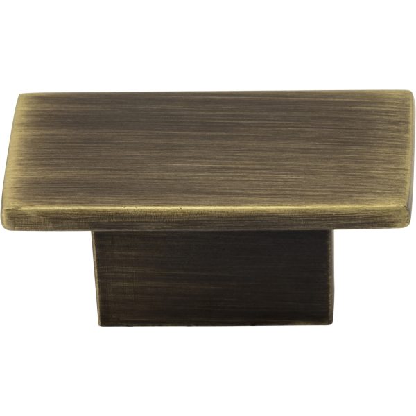1-9/16" Overall Length Antique Brushed Satin Brass Rectangle Mirada Cabinet Knob - Image 3