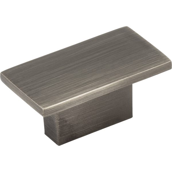 1-9/16" Overall Length Brushed Pewter Rectangle Mirada Cabinet Knob