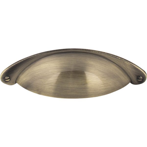 3" Center-to-Center Brushed Antique Brass Lyon Cabinet Cup Pull - Image 3
