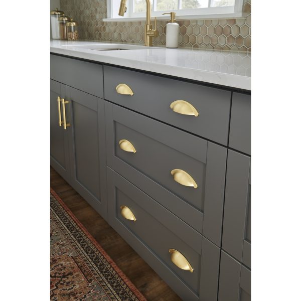 3" Center-to-Center Brushed Gold Lyon Cabinet Cup Pull - Image 5