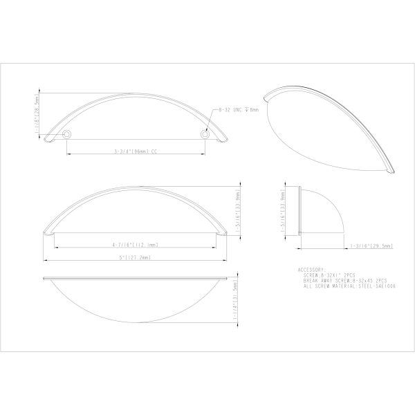 305 mm Center-to-Center Polished Chrome Griffin Cabinet Pull - Image 4