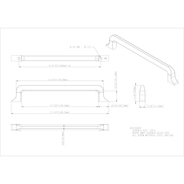 160 mm Center-to-Center Matte Black Callie Cabinet Pull - Image 3