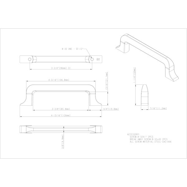 96 mm Center-to-Center Satin Nickel Callie Cabinet Pull - Image 4