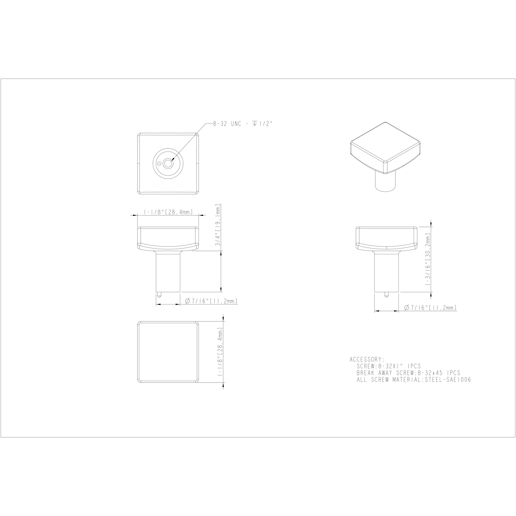 Dominique Cabinet Knob (845) in Satin Nickel
