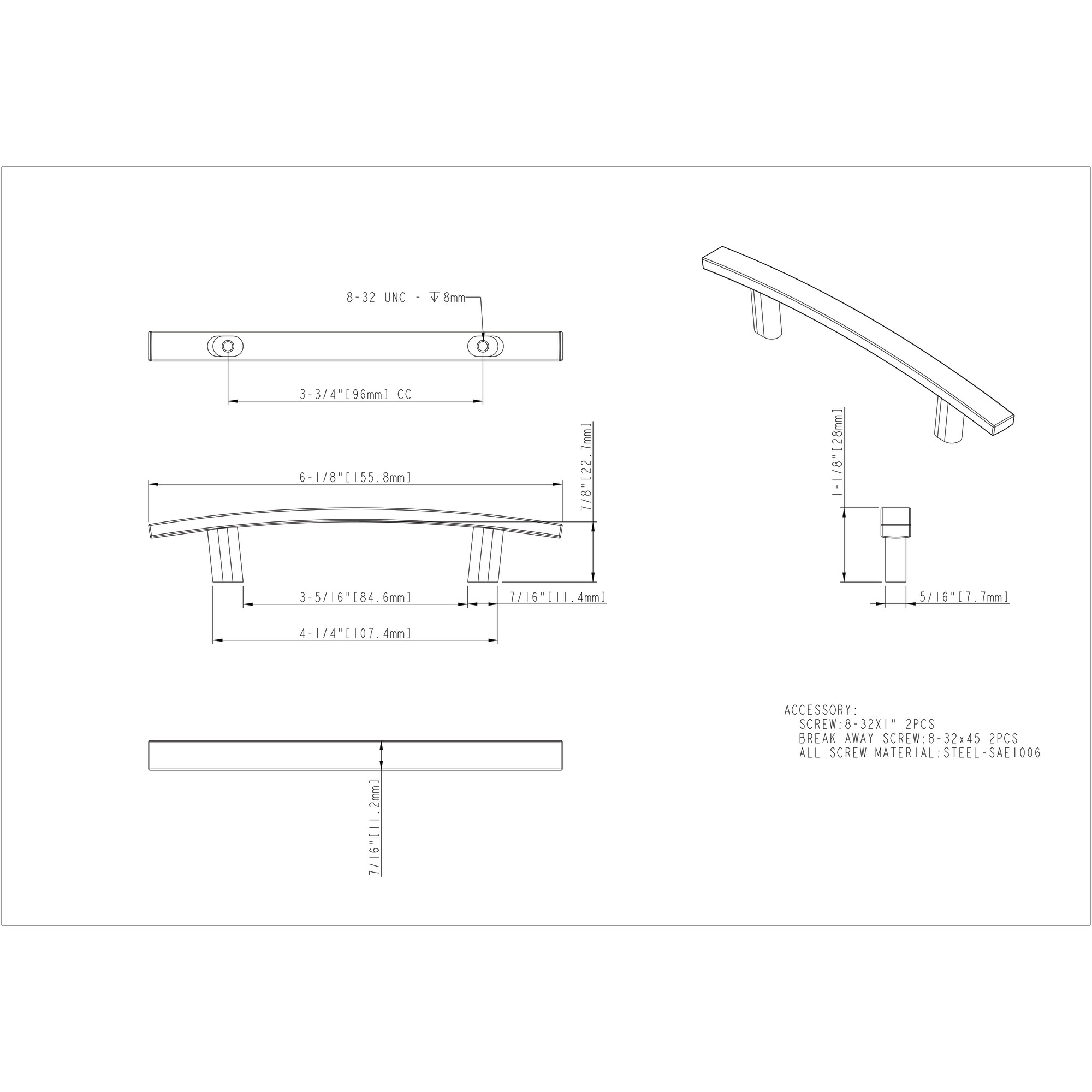 Thatcher Cabinet Pull in Satin Nickel
