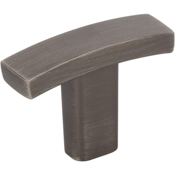 1-1/2" Overall Length Brushed Pewter Square Thatcher Cabinet "T" Knob