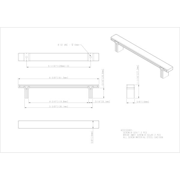 128 mm Center-to-Center Brushed Pewter Square Anwick Cabinet Pull - Image 4