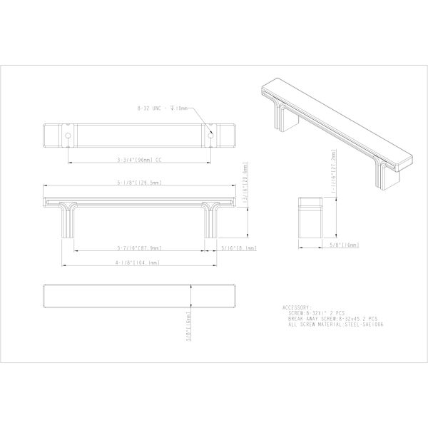 96 mm Center-to-Center Polished Nickel Square Anwick Cabinet Pull - Image 6