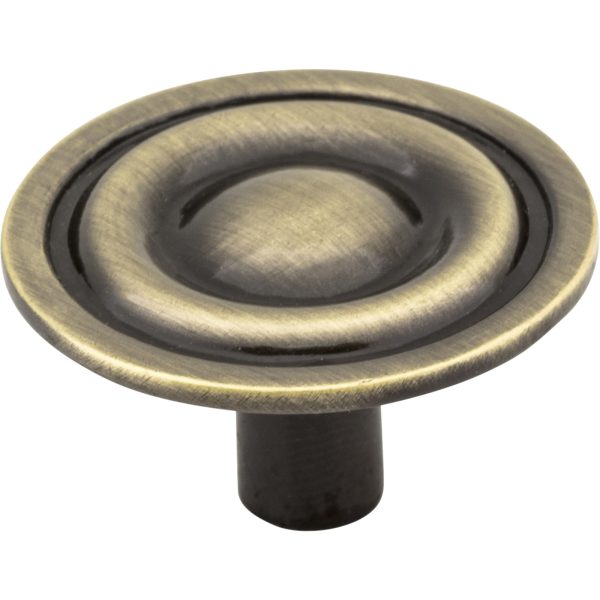 1-5/16" Diameter Brushed Antique Brass Kingsport Cabinet Mushroom Knob