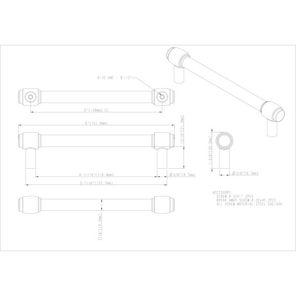 128 mm Center-to-Center Polished Chrome Hayworth Cabinet Bar Pull - Image 4