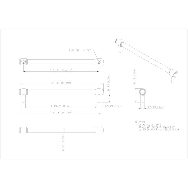 192 mm Center-to-Center Polished Chrome Hayworth Cabinet Bar Pull - Image 4