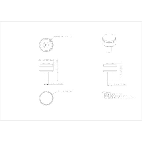 1-1/8" Diameter Polished Nickel Hayworth Cabinet Knob - Image 3