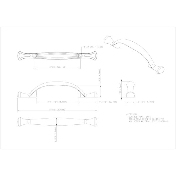 3" Center-to-Center Polished Chrome Merryville Cabinet Pull - Image 4