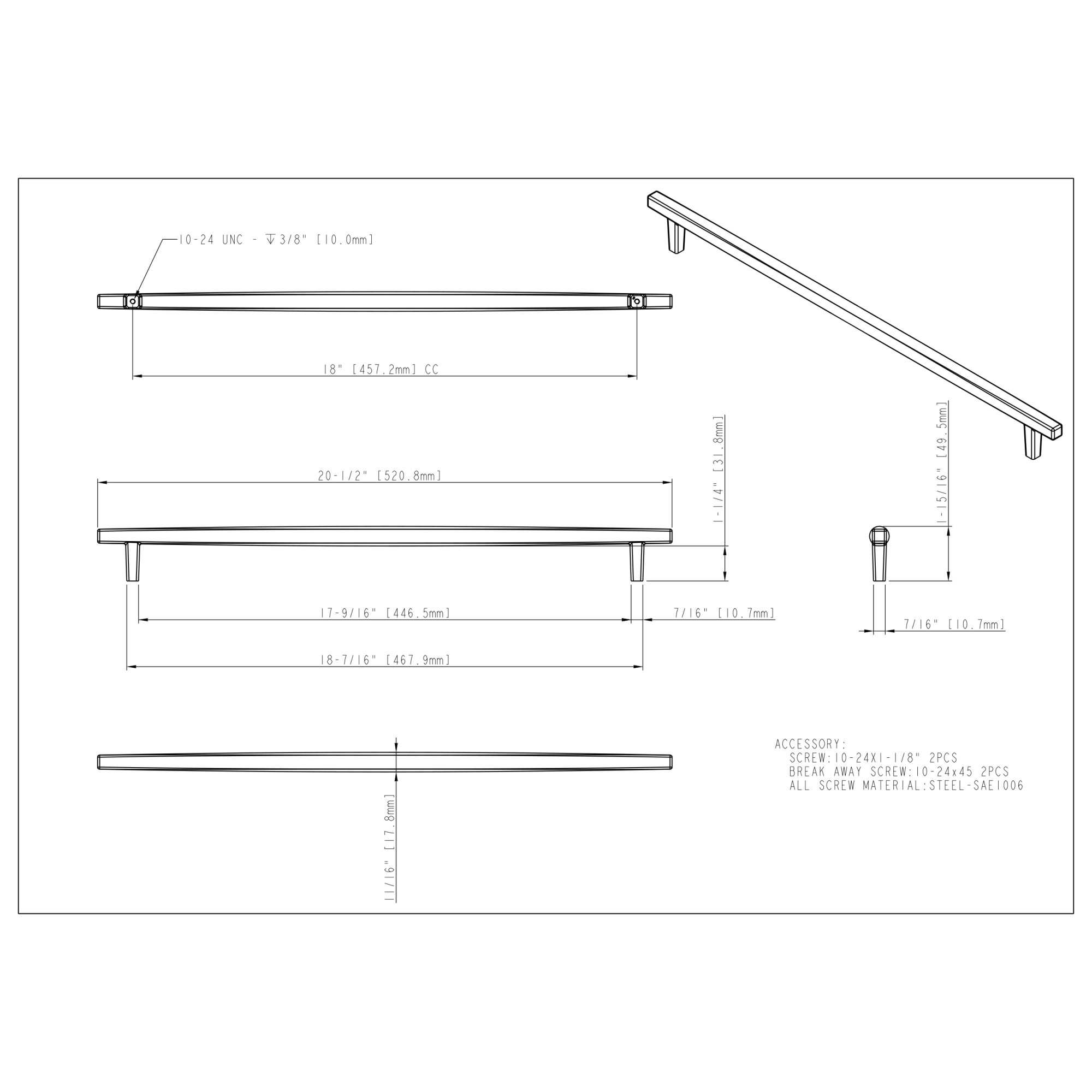 Whitlock Appliance Pull in Satin Nickel