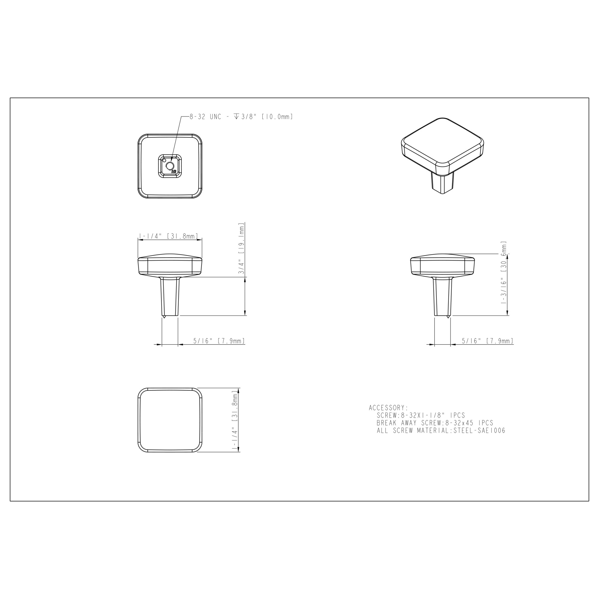 Whitlock Cabinet Knob in Satin Nickel