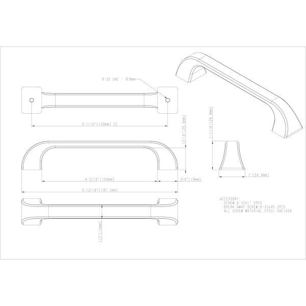 128 mm Center-to-Center Polished Nickel Square Marlo Cabinet Pull - Image 4