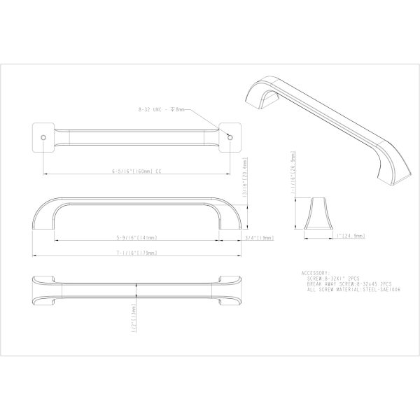 160 mm Center-to-Center Polished Nickel Square Marlo Cabinet Pull - Image 4