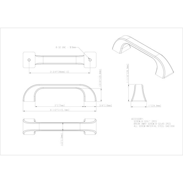 96 mm Center-to-Center Polished Chrome Square Marlo Cabinet Pull - Image 4