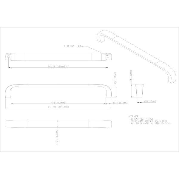 160 mm Center-to-Center Polished Chrome Square Slade Cabinet Pull - Image 4