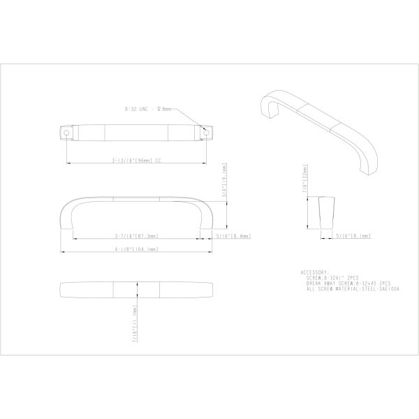 96 mm Center-to-Center Gun Metal Square Slade Cabinet Pull - Image 4
