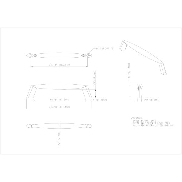 128 mm Center-to-Center Matte Black Zachary Cabinet Pull - Image 3
