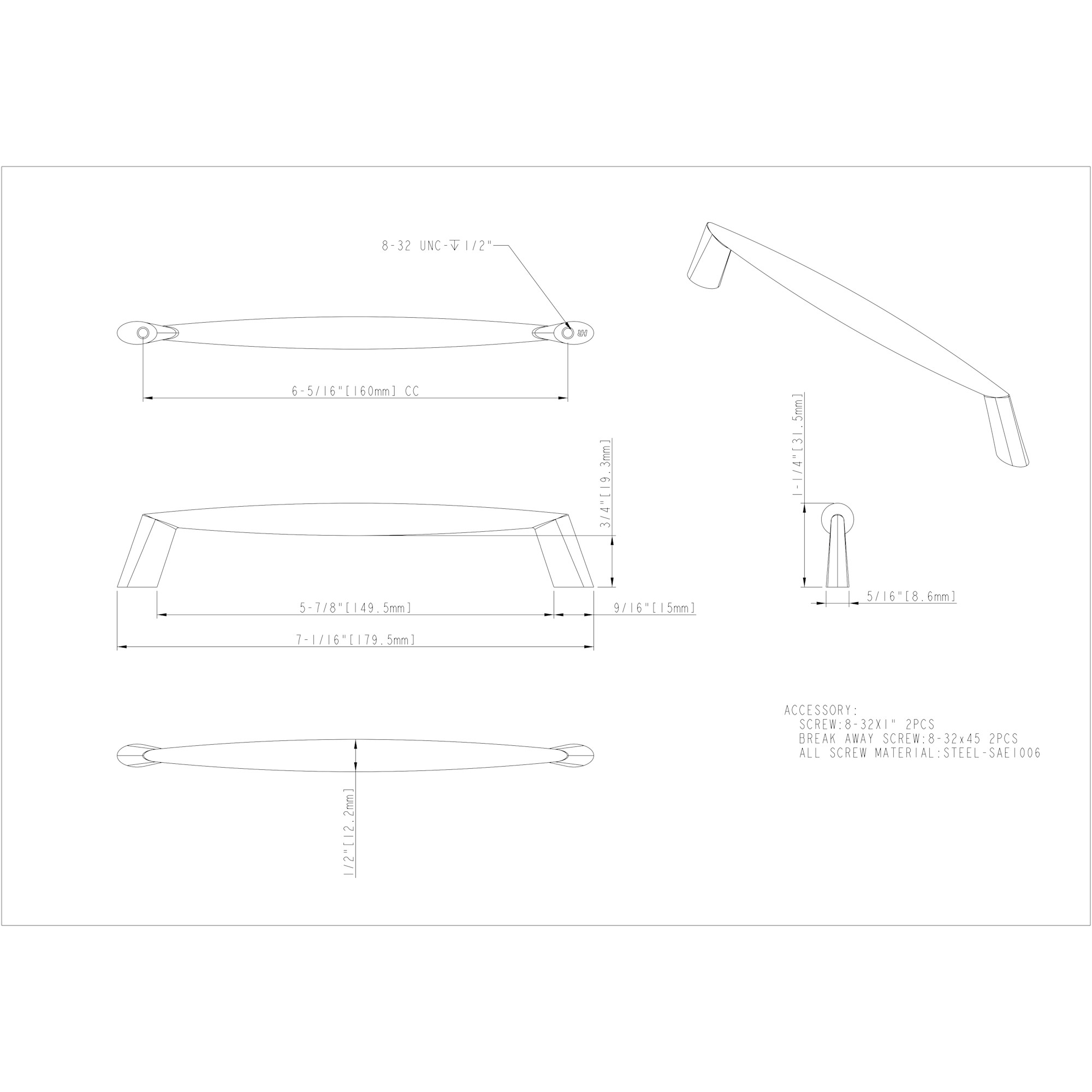 Zachary Cabinet Pull in Satin Nickel