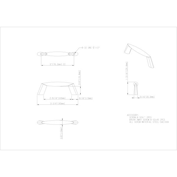 3" Center-to-Center Satin Nickel Zachary Cabinet Pull - Image 5