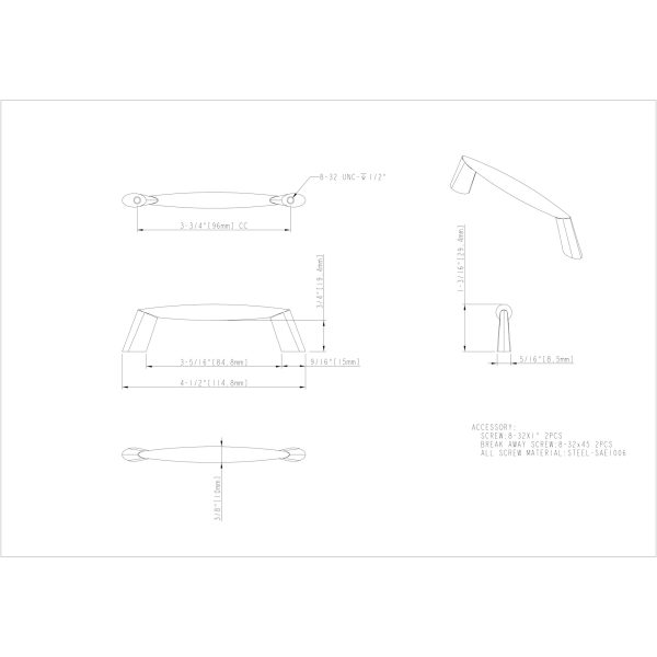 96 mm Center-to-Center Satin Nickel Zachary Cabinet Pull - Image 5