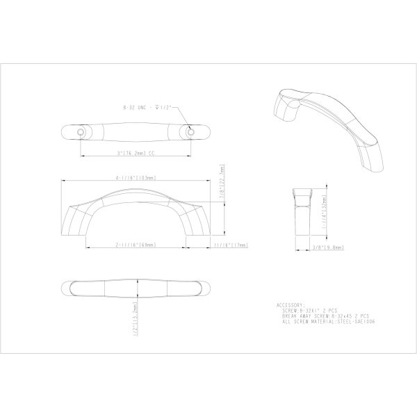 3" Center-to-Center Satin Nickel Aiden Cabinet Pull - Image 4