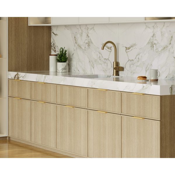 10" Overall Length Aluminum Brushed Gold Edgefield Cabinet Tab Pull - Image 5