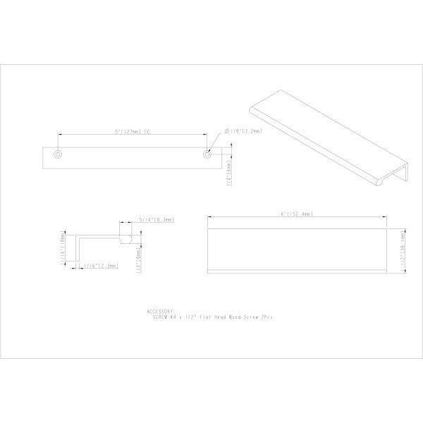 6" Overall Length Brushed Chrome Edgefield Cabinet Tab Pull - Image 5